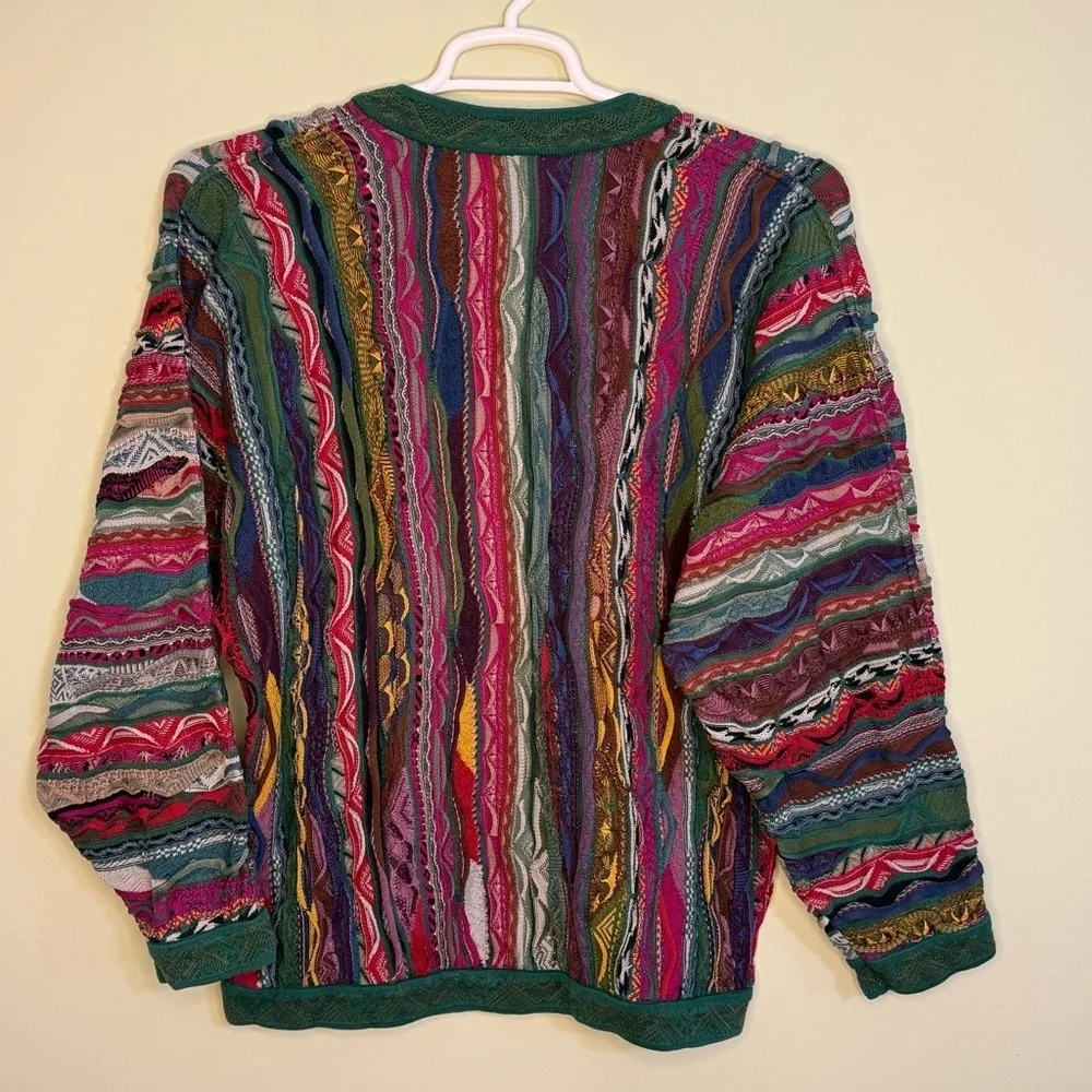 VTG COOGI cotton authentic 3D Cosby sweater large 90’s v neck hip hop green red